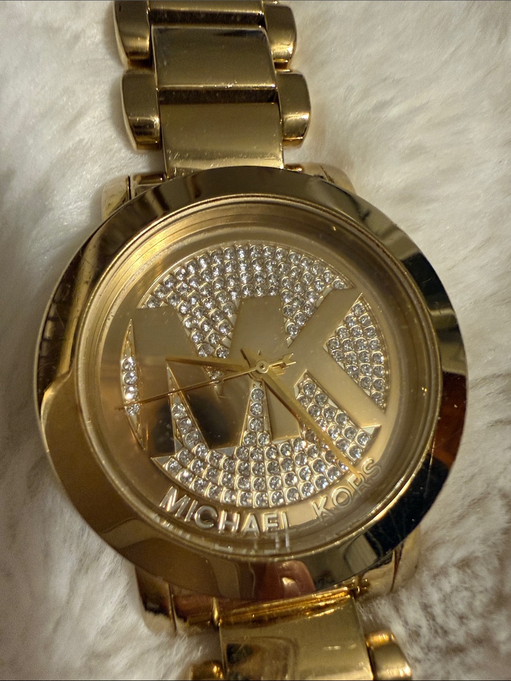 Michael Kors Gold Crystal MK Logo Bracelet Watch